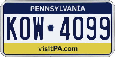 PA license plate KOW4099