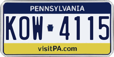 PA license plate KOW4115