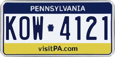 PA license plate KOW4121