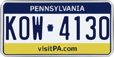 PA license plate KOW4130