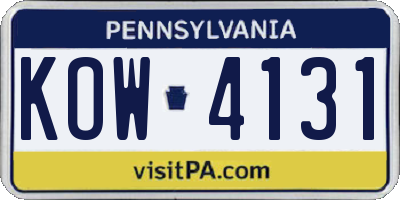 PA license plate KOW4131
