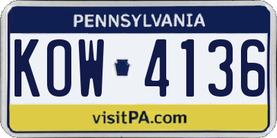 PA license plate KOW4136