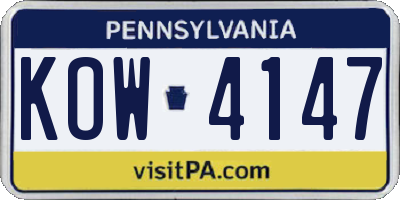PA license plate KOW4147