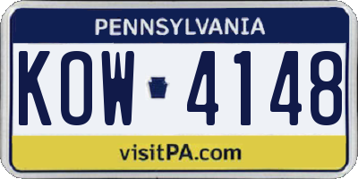 PA license plate KOW4148
