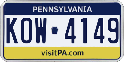 PA license plate KOW4149