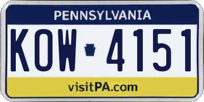 PA license plate KOW4151