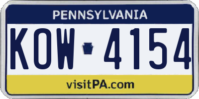 PA license plate KOW4154