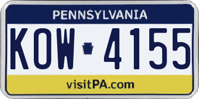 PA license plate KOW4155