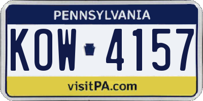 PA license plate KOW4157