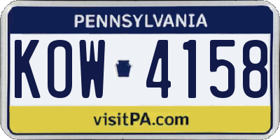 PA license plate KOW4158