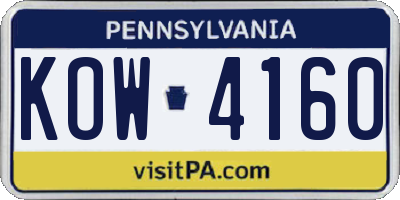PA license plate KOW4160