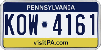 PA license plate KOW4161