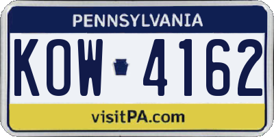 PA license plate KOW4162