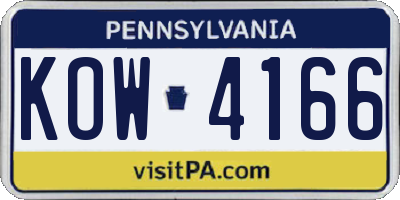 PA license plate KOW4166