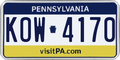 PA license plate KOW4170