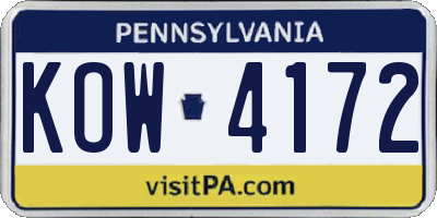 PA license plate KOW4172