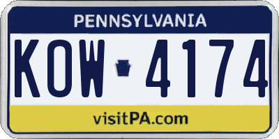 PA license plate KOW4174