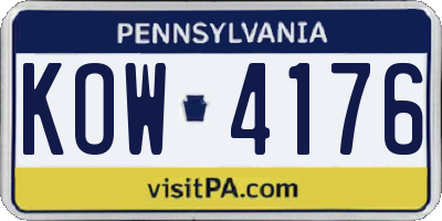 PA license plate KOW4176