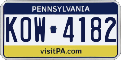 PA license plate KOW4182