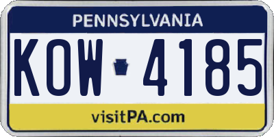 PA license plate KOW4185