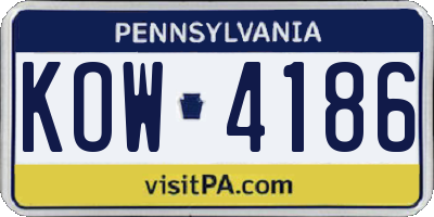 PA license plate KOW4186