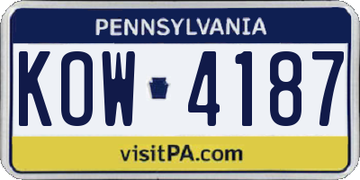 PA license plate KOW4187
