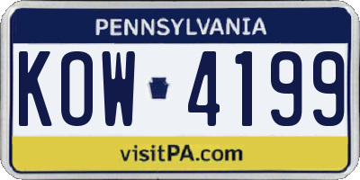 PA license plate KOW4199