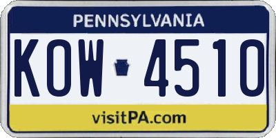 PA license plate KOW4510