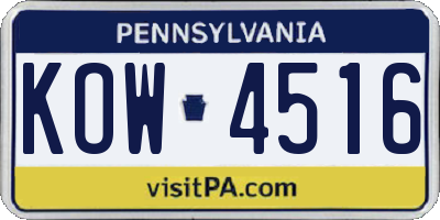 PA license plate KOW4516