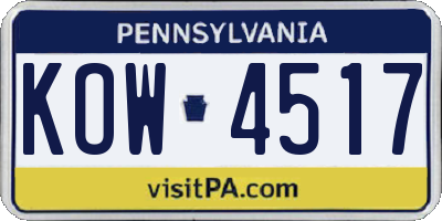 PA license plate KOW4517