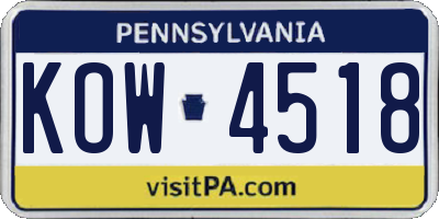PA license plate KOW4518