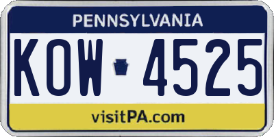 PA license plate KOW4525