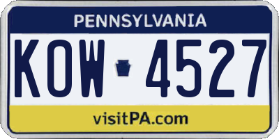 PA license plate KOW4527