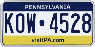 PA license plate KOW4528