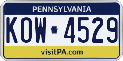 PA license plate KOW4529