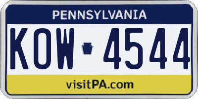 PA license plate KOW4544