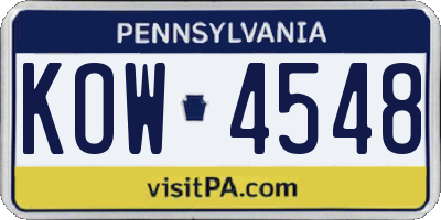 PA license plate KOW4548