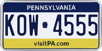 PA license plate KOW4555
