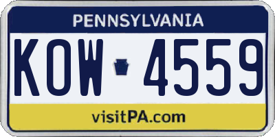 PA license plate KOW4559