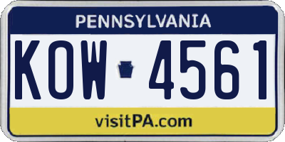 PA license plate KOW4561
