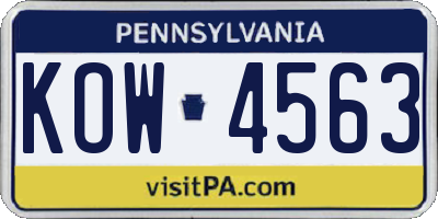 PA license plate KOW4563