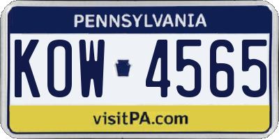 PA license plate KOW4565