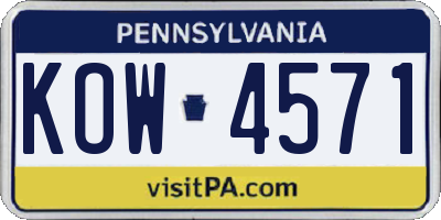 PA license plate KOW4571