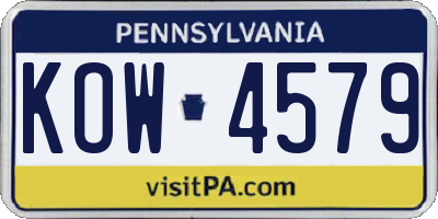PA license plate KOW4579