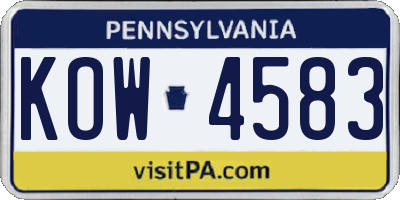 PA license plate KOW4583