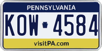 PA license plate KOW4584