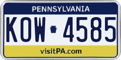 PA license plate KOW4585