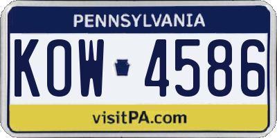 PA license plate KOW4586
