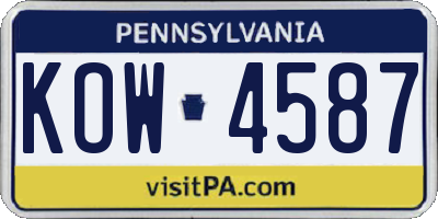 PA license plate KOW4587