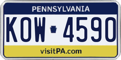 PA license plate KOW4590